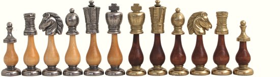Luxe schaakset - Arabische stijl schaakstukken + houten schaaktafel (+ Backgammon) - 61 x 61 x 62 cm