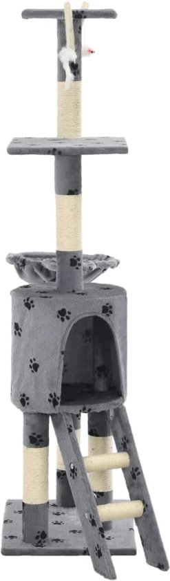 vidaXL Kattenkrabpaal met sisal krabpalen 138 cm pootafdrukken grijs