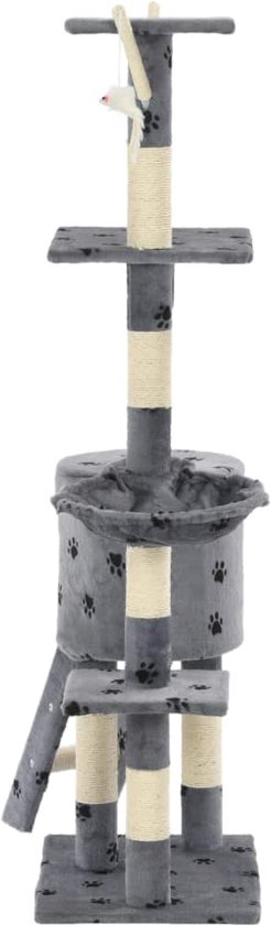 vidaXL Kattenkrabpaal met sisal krabpalen 138 cm pootafdrukken grijs