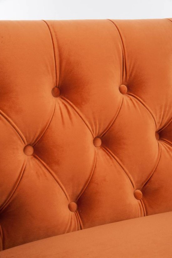 Duverger Velvet orange - Sofa - velours - met knopen - oranje -