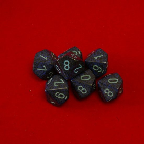 Afbeelding van het spel 10 Vlakken Tienzijdige Dobbelsteen Speckled Cobalt 16mm Set van 6 stuks