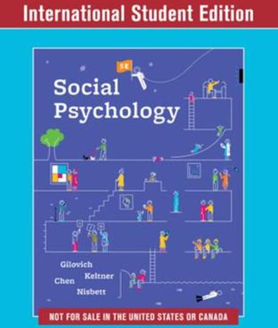 Test bank for Social Psychology 5th edition by Tom Gilovich Dacher Keltner Serena Chen Richard Nisbett