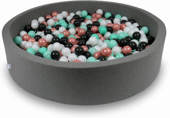 Ballenbak - 600 ballen - 130 x 30 cm - ballenbad - rond donker grijs