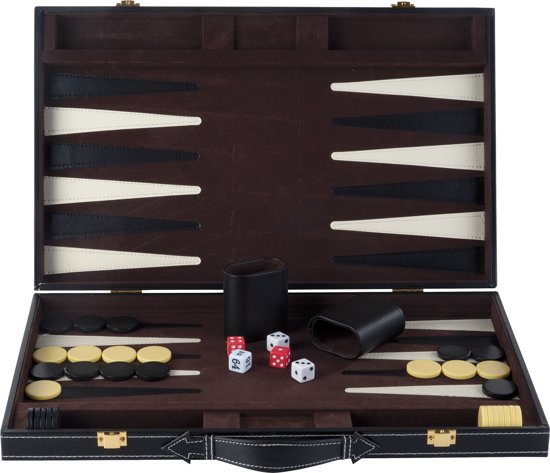 Afbeelding van het spel Backgammon ingelegd 46 x 30 cm zwart