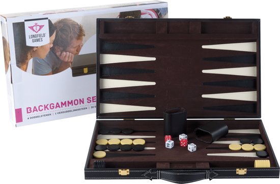 Backgammon ingelegd 46 x 30 cm zwart