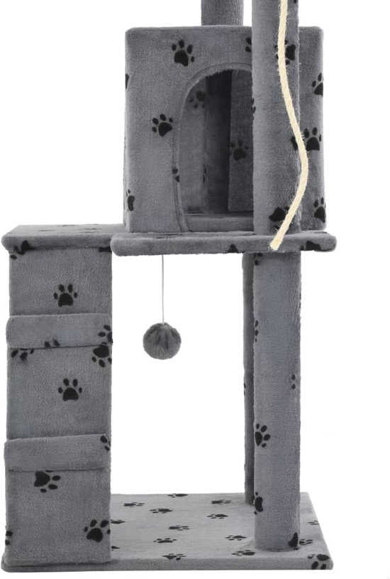 vidaXL Kattenkrabpaal met sisalpalen 120 cm pootafdrukken grijs