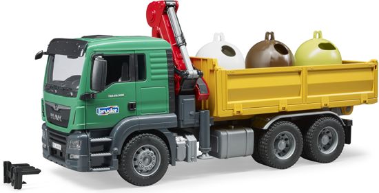 Bruder - MAN TGS Truck with 3 glass recycling containers and bottles (BR3753)
