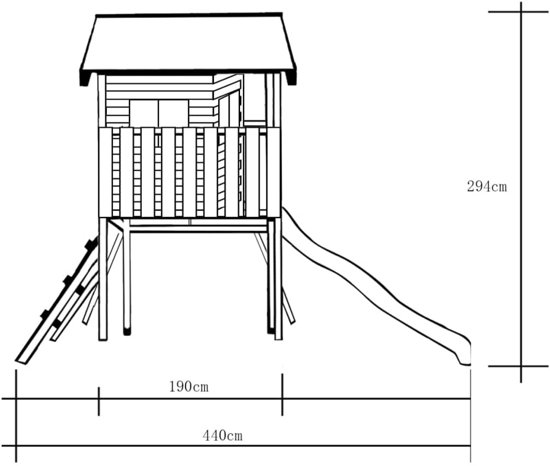 vidaXL Speelhuis met ladder, glijbaan en schommels 480x440x294 cm hout