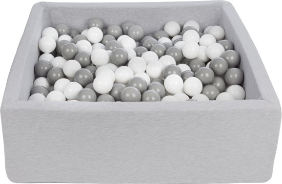 Ballenbak - stevige ballenbad - 90x90 cm - 450 ballen Ø 7 cm - wit, grijs.