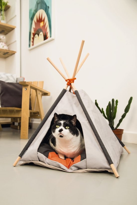 Beeztees Mohaki Tipi Tent Voor Katten - Grijs - 50 x 50 x 80 cm
