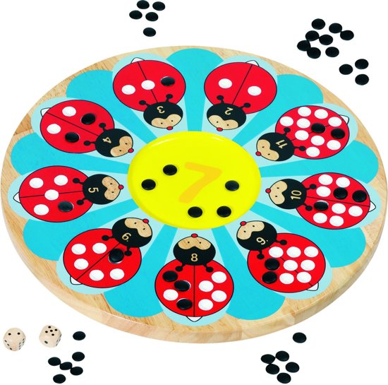 Afbeelding van het spel Bordspel: LIEVEHEERSBEESTJES diam.35cm, 60 fiches, hout