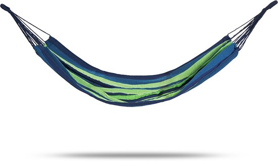 Hangmat | blauw en groen | 100 x 200 cm | incl. opbergtas