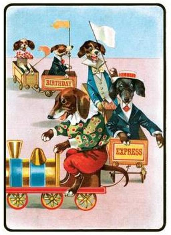 Afbeelding van het spel Dachshunds on a Train Birthday Greeting Cards