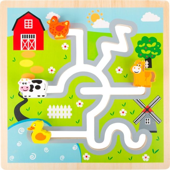 Afbeelding van het spel Small Foot Houten Labyrinthpuzzle Boerderij 25 Cm