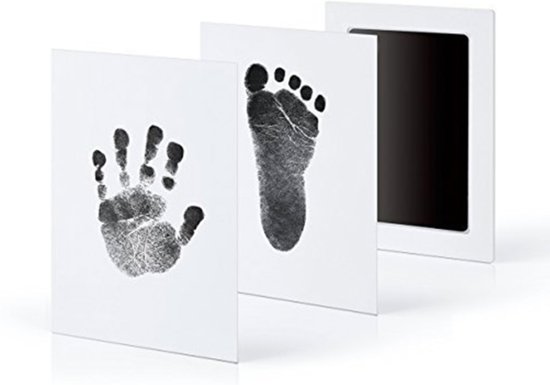 Baby handafdruk en voetafdruk fotokaartje - Baby cadeau - Eenvoudig schoonmaken - zwarte inkt