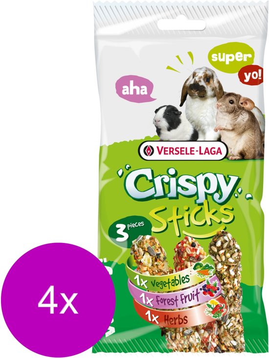 Versele-Laga Crispy Sticks Triple Variety Pack - Konijnensnack - 4 x Mix 3x55 g Herbivoren