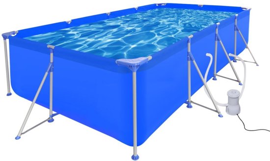 vidaXL Opbouw zwembad met stalen frame en filterpomp 394 x 207 x 80 cm