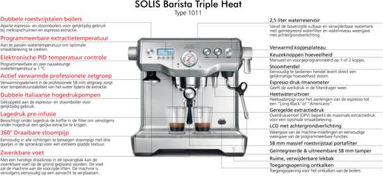 Solis Barista Triple Heat + Caffissima Digital Koffiemolen