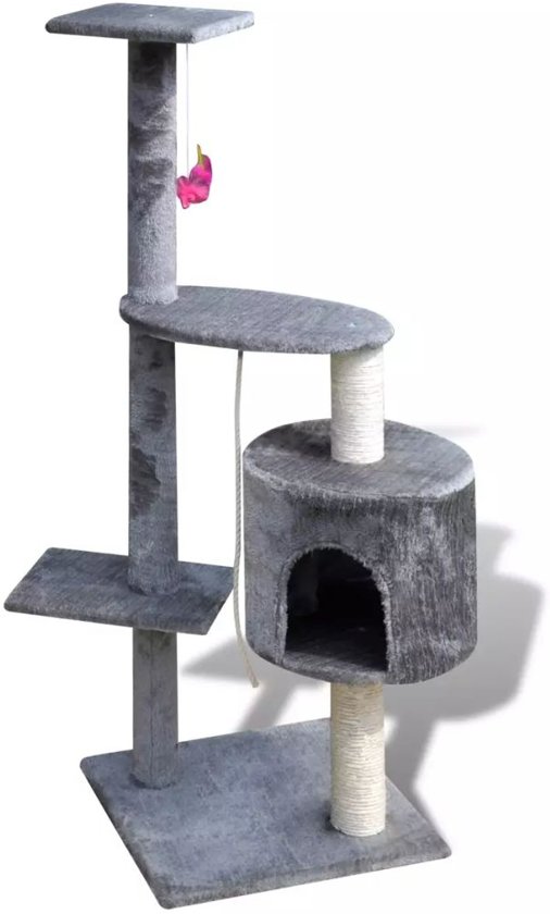 Katten Krabpaal - Tommie 114 cm 1 huisje (grijs)