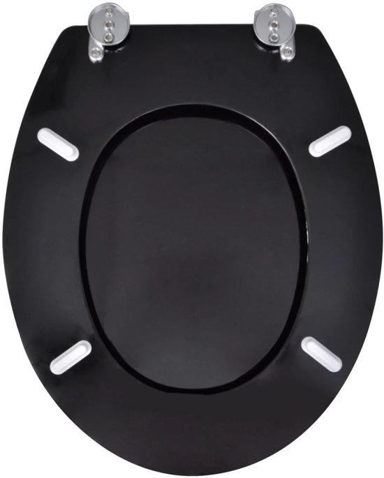 vidaXL WC-bril met MDF deksel en eenvoudig ontwerp zwart