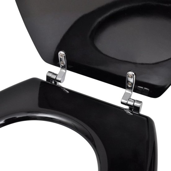 vidaXL WC-bril met MDF deksel en eenvoudig ontwerp zwart