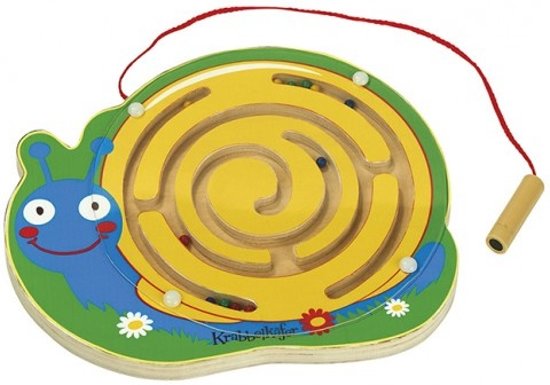 Thumbnail van een extra afbeelding van het spel Moses Houten Labyrinth Met Magneetstift Geel/blauw 22 X 16 Cm