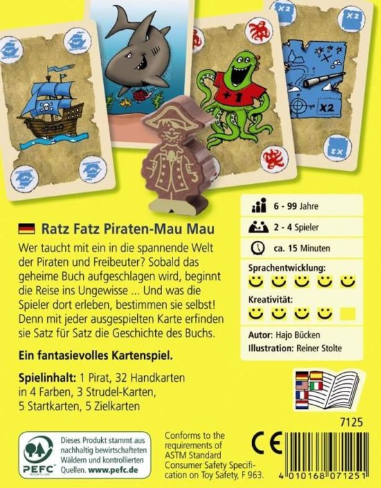 Thumbnail van een extra afbeelding van het spel Kaartspel - Pats boem - Piratenpesten (Duitse verpakking met Nederlandse handleiding)