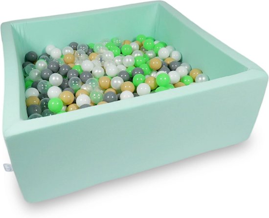 Ballenbak - 600 ballen - 110 x 110 cm - ballenbad - vierkant groen