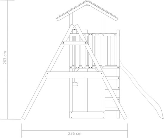vidaXL Speelhuis ladder, glijbaan en schommels 407x381x263 cm FSC hout
