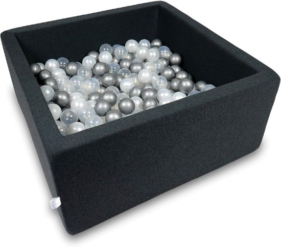 Ballenbak - 400 ballen - 90 x 90 x 40 cm - ballenbad - vierkant zwart