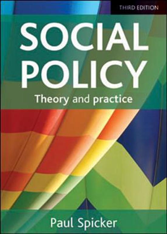 Samenvatting hoorcollege aantekeningen en Social Policy: Spicker