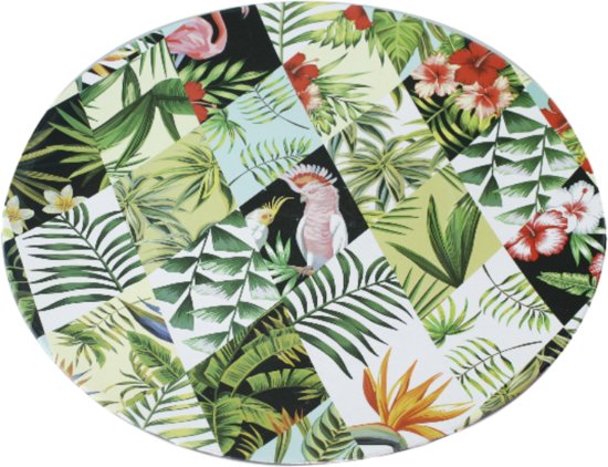 Decoratie bord met blad/dieren motief - Multicolor - Ø33cm