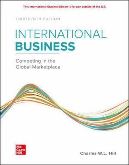 International Business Competing in the Global Marketplace, Hill - Complete test bank - exam questions - quizzes (updated 2022)