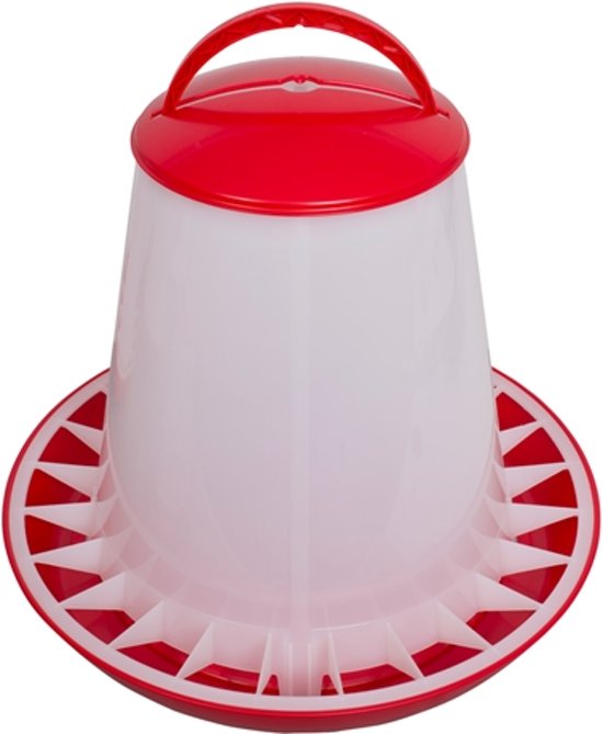Beeztees plastic voersilo met deksel rood/wit 10 kg