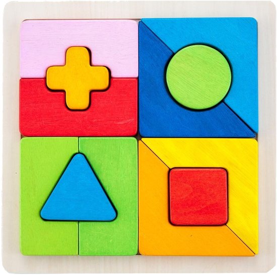 Afbeelding van het spel Sorteerbord geometrisch vormen combi - rubberhout