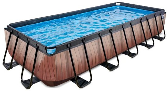 EXIT zwembad Wood 540x250cm met filterpomp - bruin