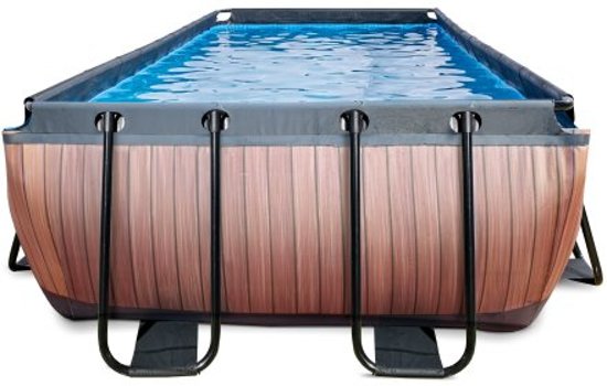 EXIT zwembad Wood 540x250cm met filterpomp - bruin