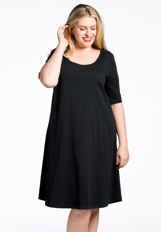 Onwijs bol.com | Yoek | Grote maten - dames jurk korte mouwen - zwart DZ-38