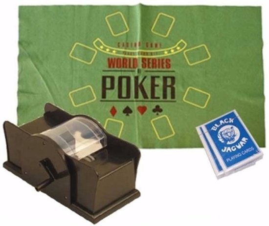 Thumbnail van een extra afbeelding van het spel Poker speelmat, kaarten en schudmachine