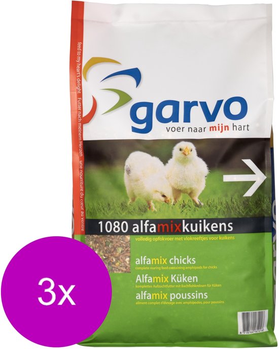 Garvo Alfamix Kuikens - Kippenvoer - 3 x 4 kg