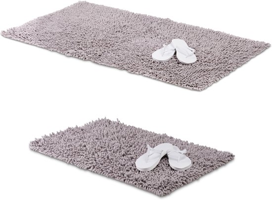 relaxdays Badmat - grijs - antislip douchemat van 100% katoen - badkamer mat - wasbaar 80x150cm