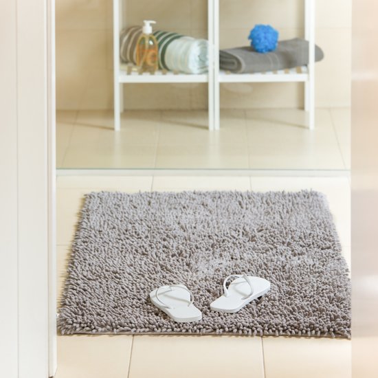 relaxdays Badmat - grijs - antislip douchemat van 100% katoen - badkamer mat - wasbaar 80x150cm