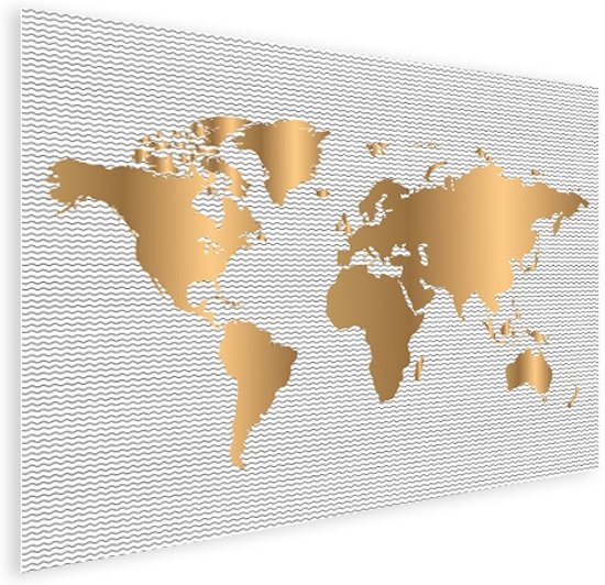Nieuw bol.com | Wereldkaart Goud Golven Poster Muur decoratie 100x50 cm FP-43
