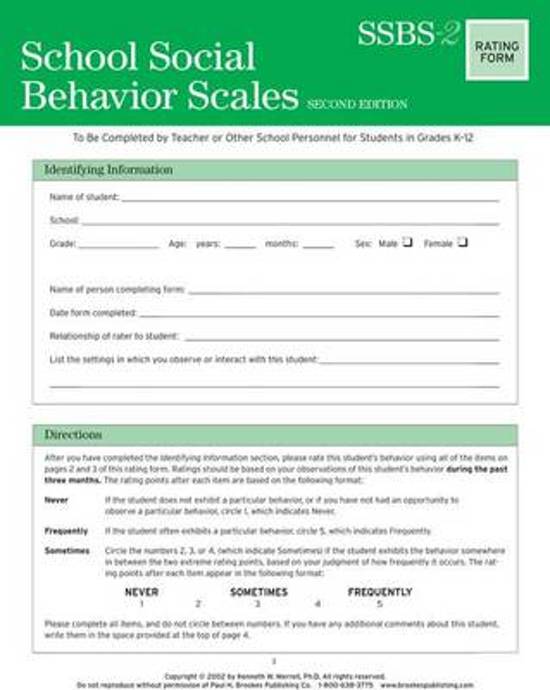 Afbeelding van het spel School Social Behavior Scales
