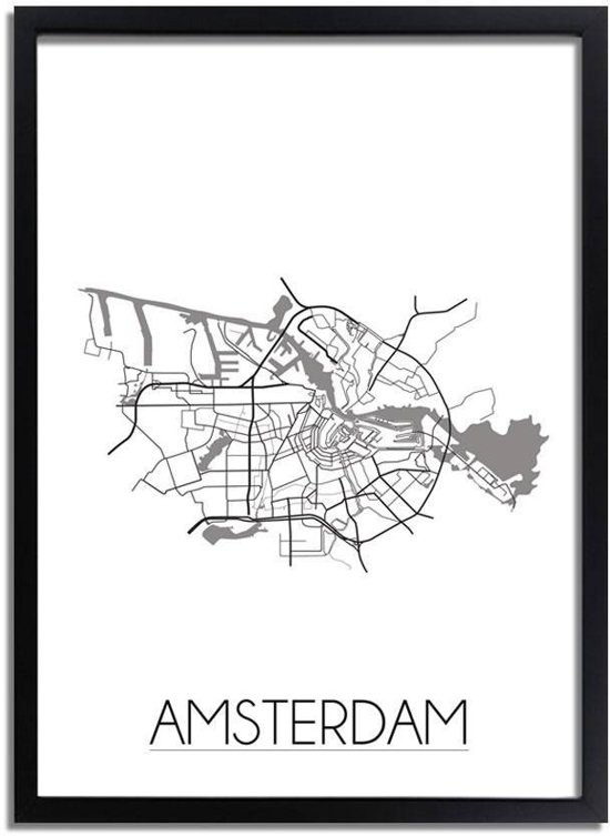 Wonderbaarlijk bol.com | DesignClaud Amsterdam Plattegrond poster A2 + Fotolijst ZL-77