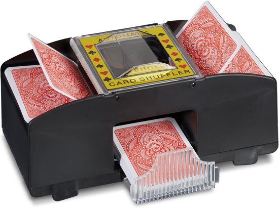 Afbeelding van het spel relaxdays automatische kaartschudmachine voor 2 decks, poker schudmachine