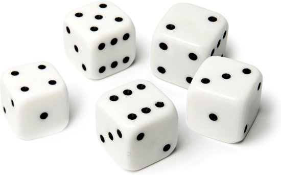 Afbeelding van het spel Dobbelstenen wit (5 stuks)