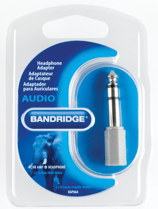 Bandridge Hoofdtelefoonadapter 3,5 mm naar 6,3 mm