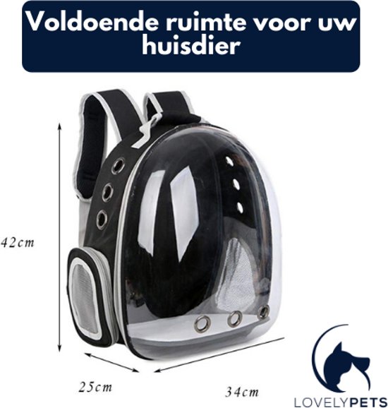 Lovely Pets™ Draagtas voor katten en (kleine) honden - rugtas voor huisdieren - reismand - transporttas - vervoersbox - dieren draagtas - Zwart