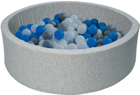 Ballenbad - stevige ballenbak - 90 x 30 cm - 300 ballen Ø 7 cm - wit blauw grijs